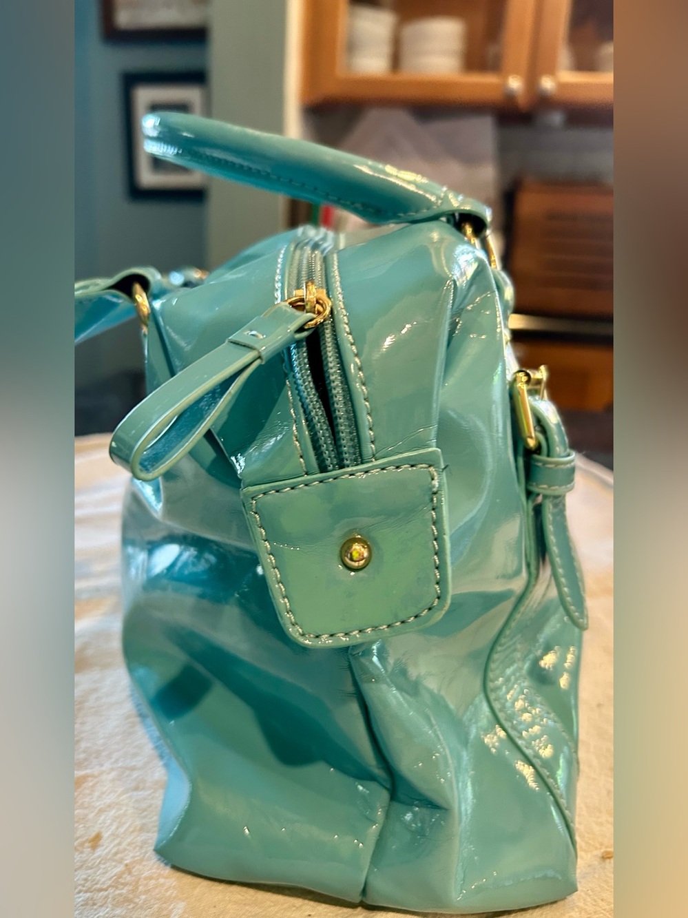 Fabulous Tommy Hilfiger baby blue Patent Satchel- excellent condition. - Picture 7 of 9